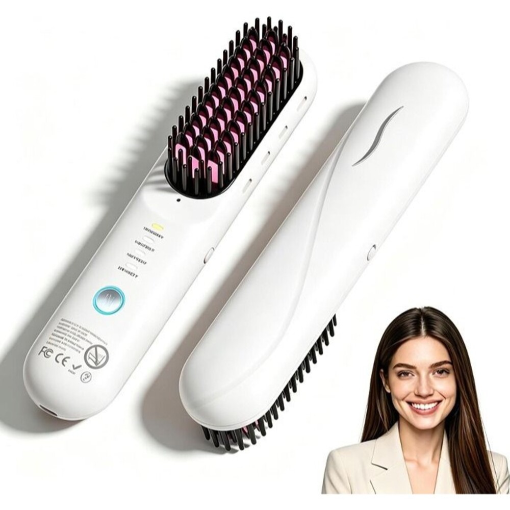 Straightening Brush Styler, White